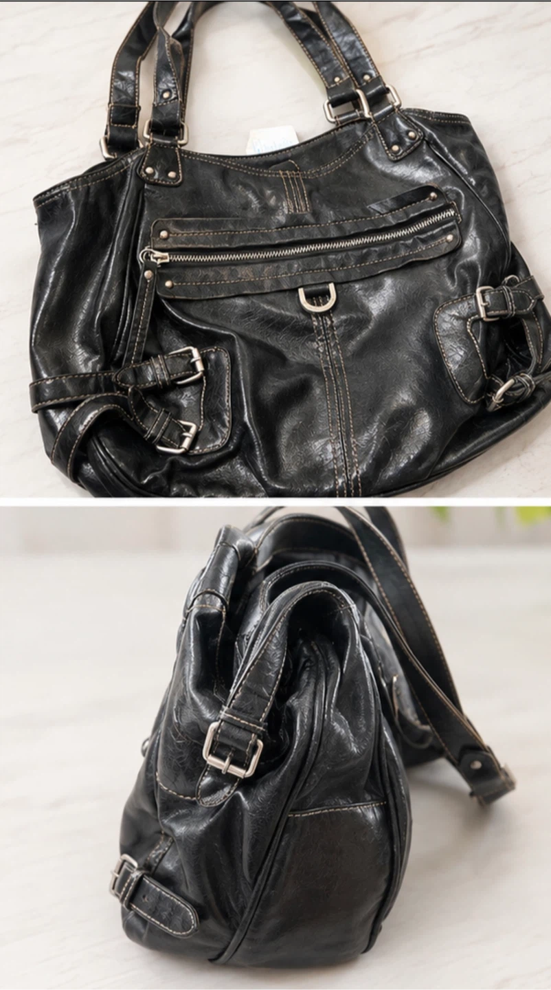 Franco Sarto Black Leather Look /Faux Leather Shoulder Bag - photo 2