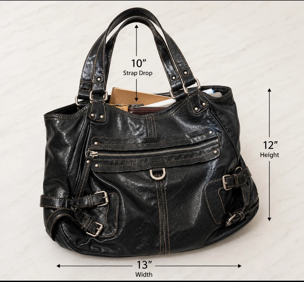Franco Sarto Black Leather Look /Faux Leather Shoulder Bag - photo 5