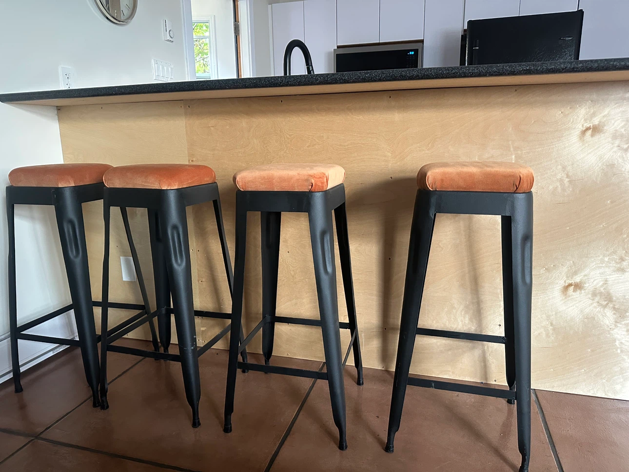 Black Metal Bar Stool with 2” new Cushion