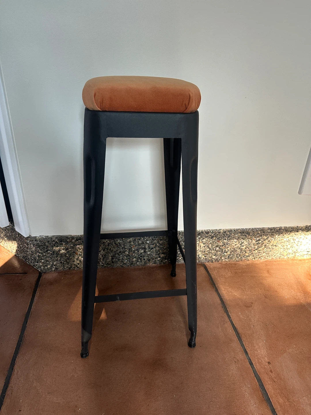 Black Metal Bar Stool with 2” new Cushion - photo 2