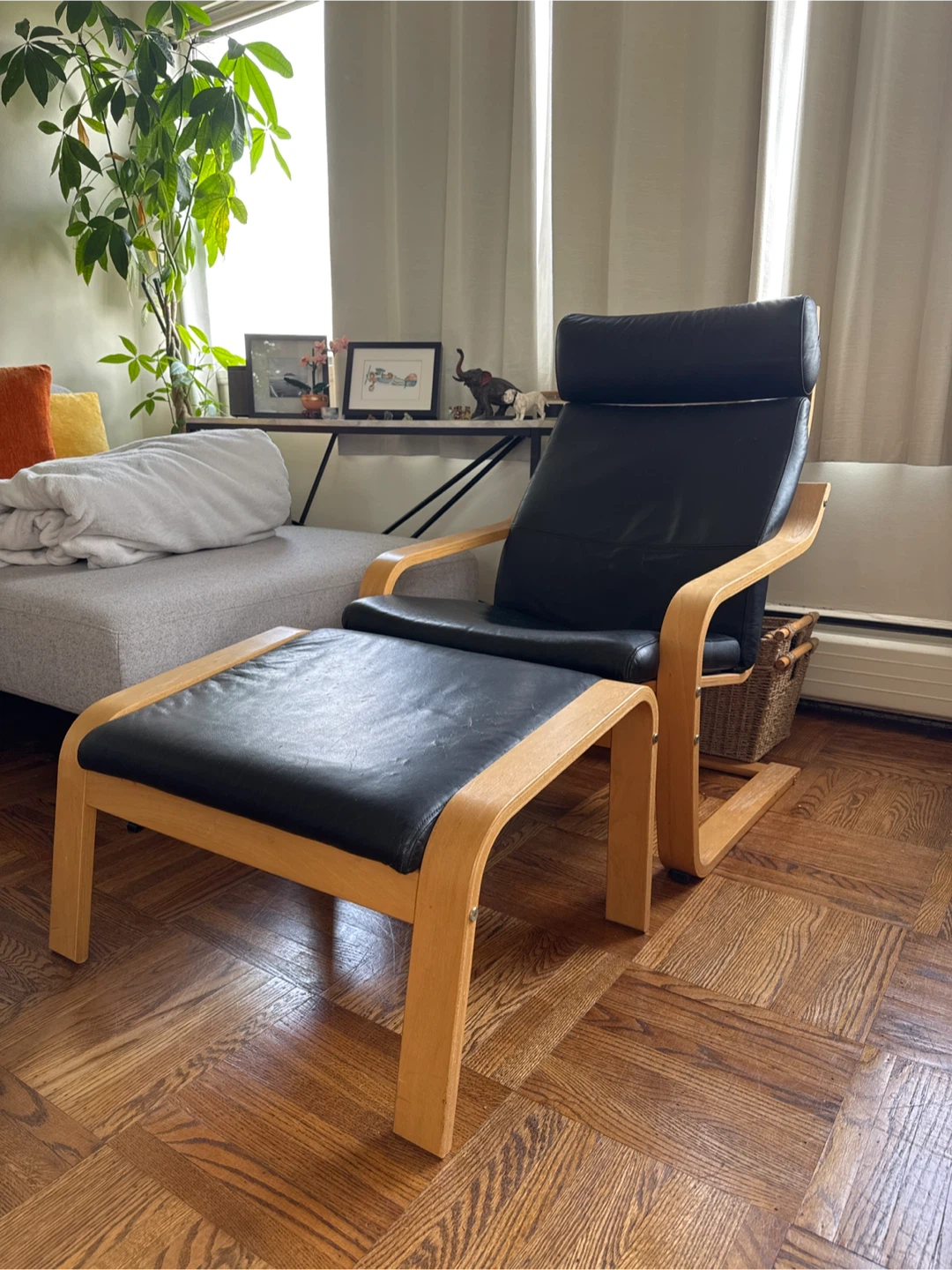 IKEA POANG chair and ottoman set