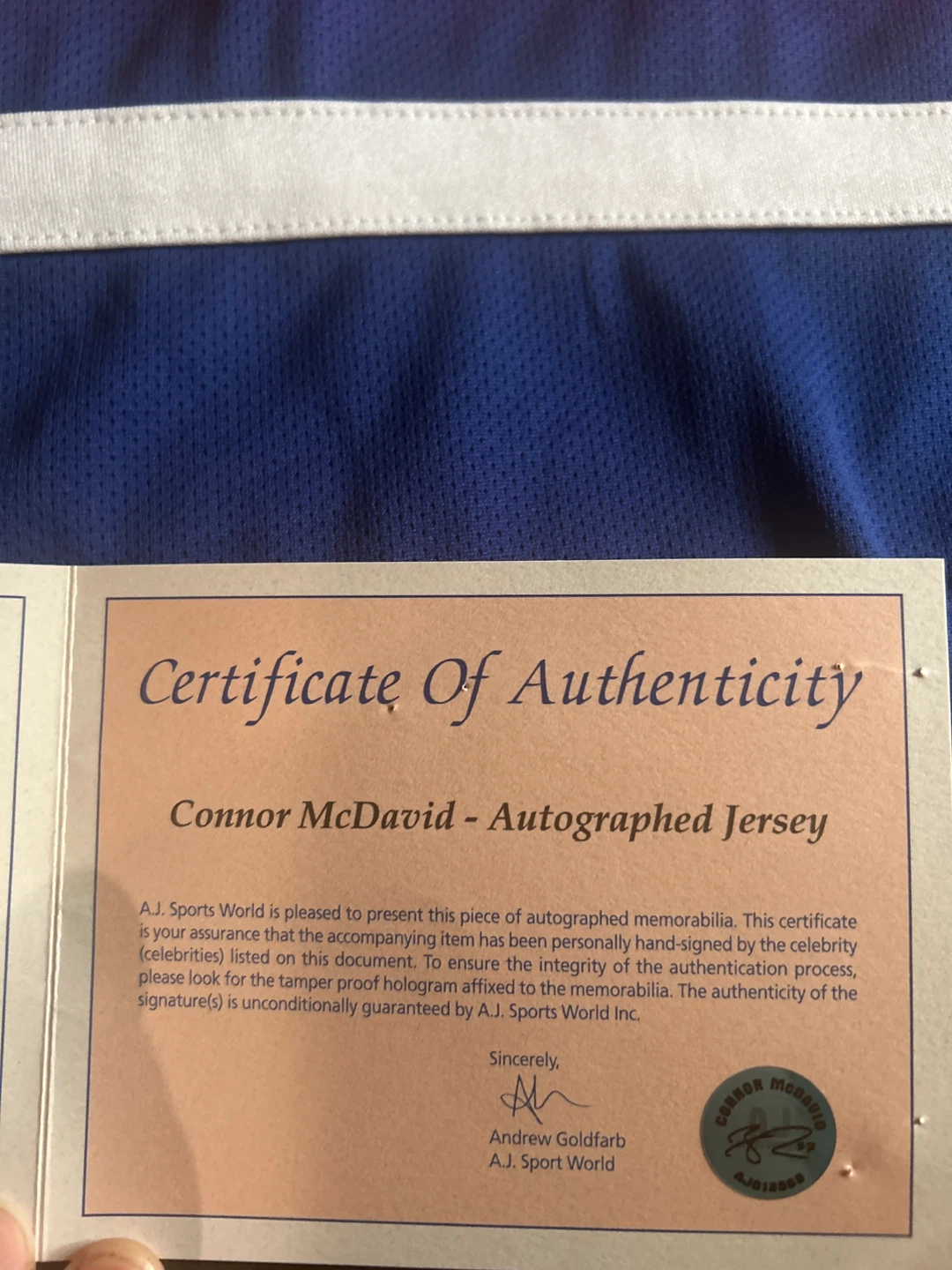 Connor McDavid Signed Jersey +  COA - photo 3