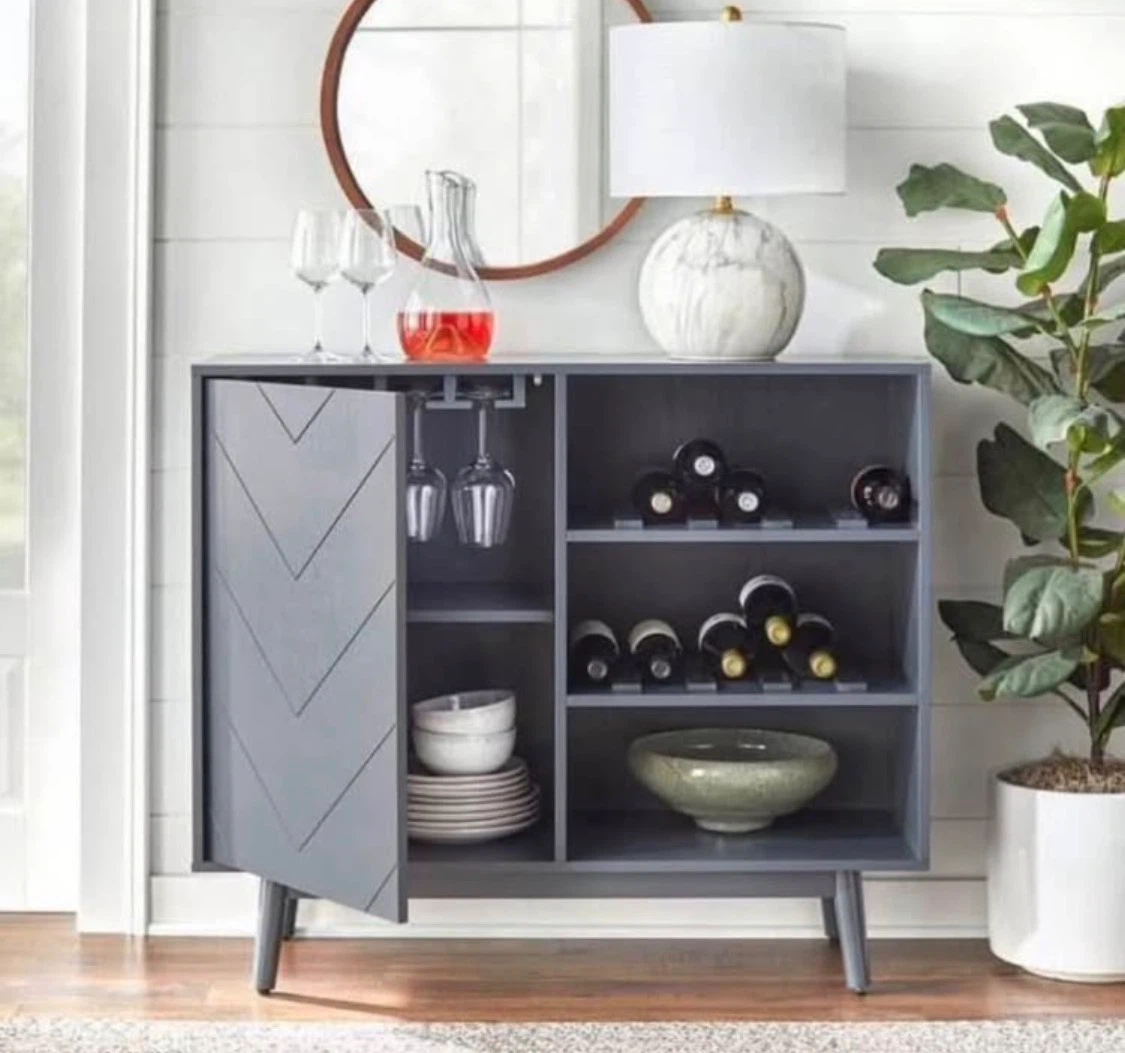 New Mid Century Modern Storage Buffet Server Gray - photo 2