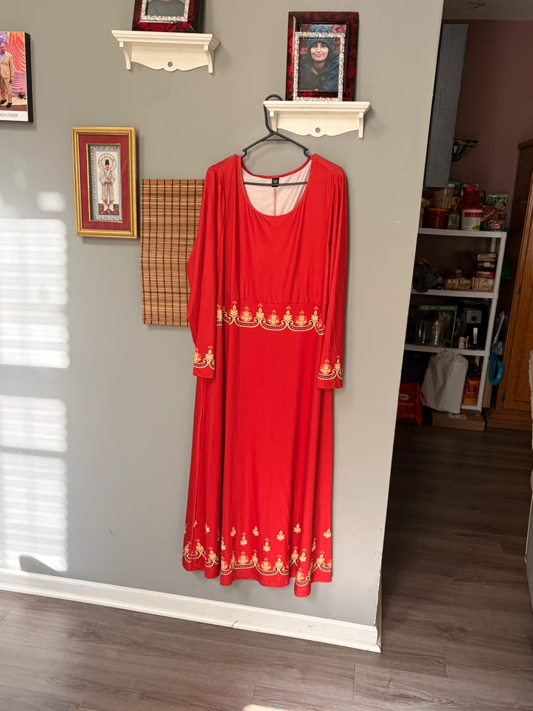 Shein Curve 4XL Red Maxi Dress with Gold Trim