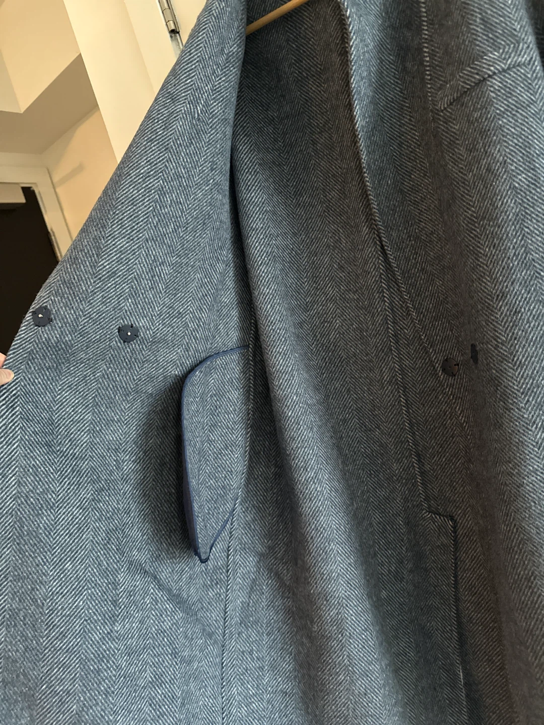 Grey Herringbone Wool Blend Coat - photo 3