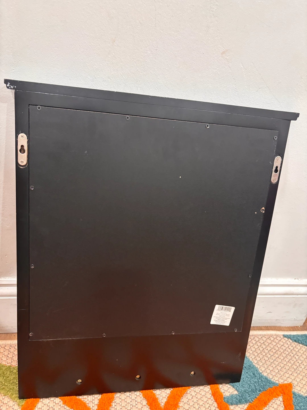 Black Wall Mirror with Shelf and Hooks - photo 2