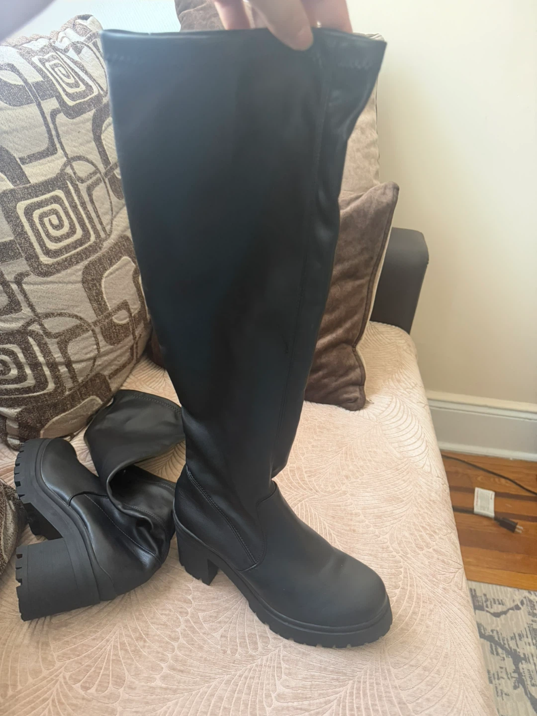Black Platform Knee-High Boots