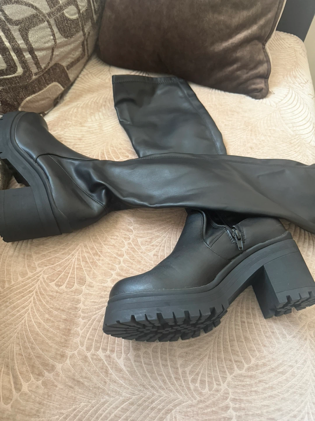 Black Platform Knee-High Boots - photo 2