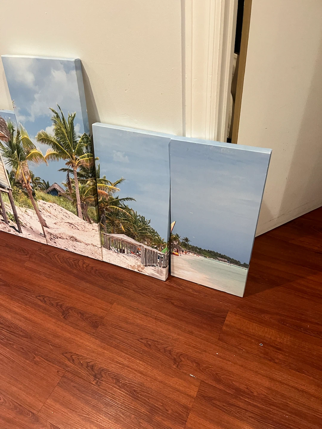Beach Hut and Palm Trees Canvas Wall Art Set - photo 2