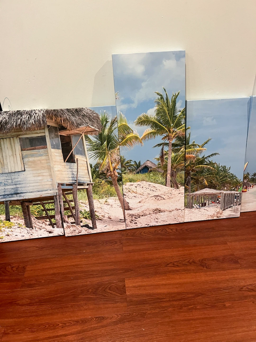 Beach Hut and Palm Trees Canvas Wall Art Set - photo 3