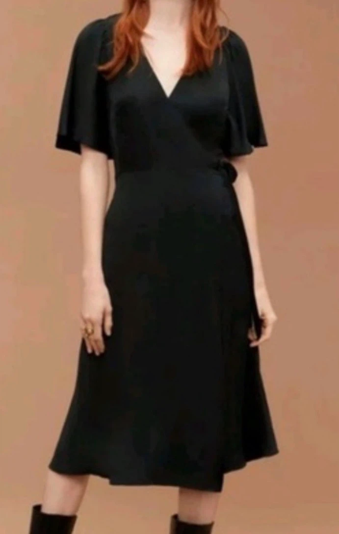 Wilfred Nadine Wrap Dress, 100% cupro, pockets, XS NWT