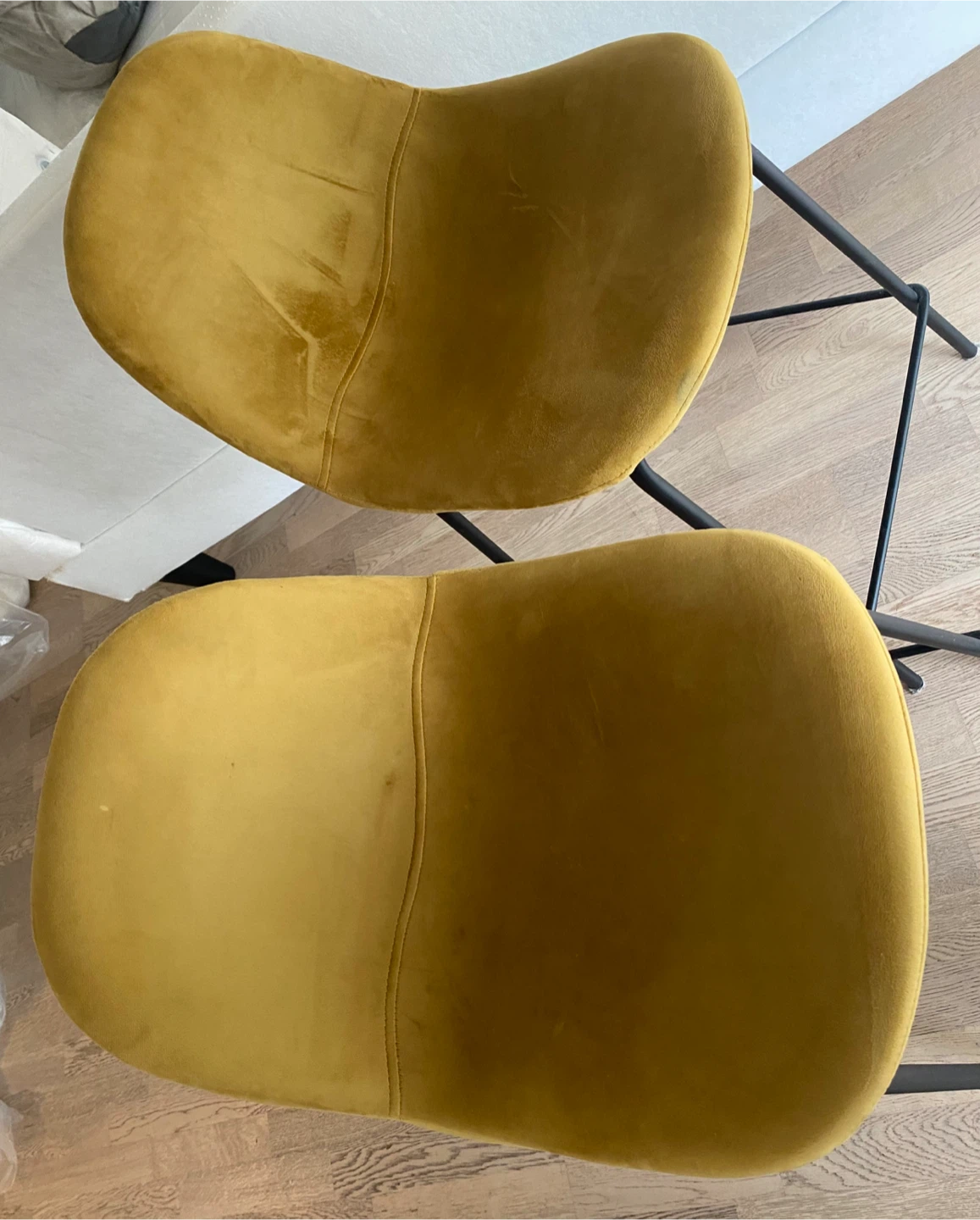 Set of 2 Mustard Velvet Bar Stools - photo 2