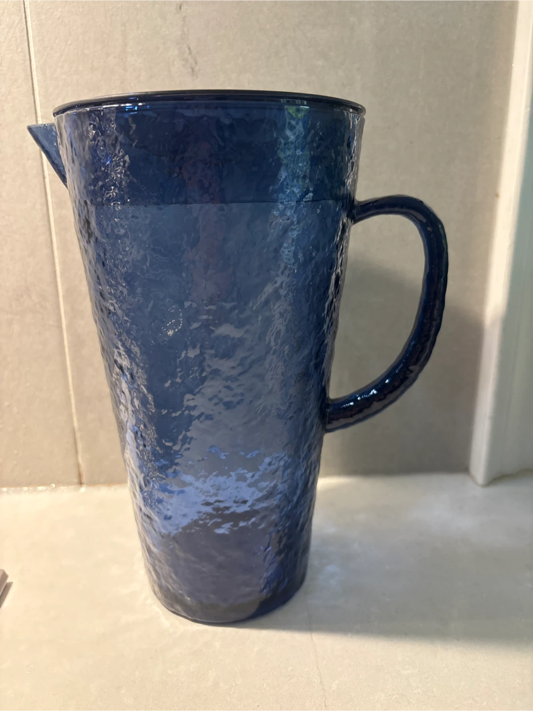 Blue Hammered Texture Plastic Pitcher