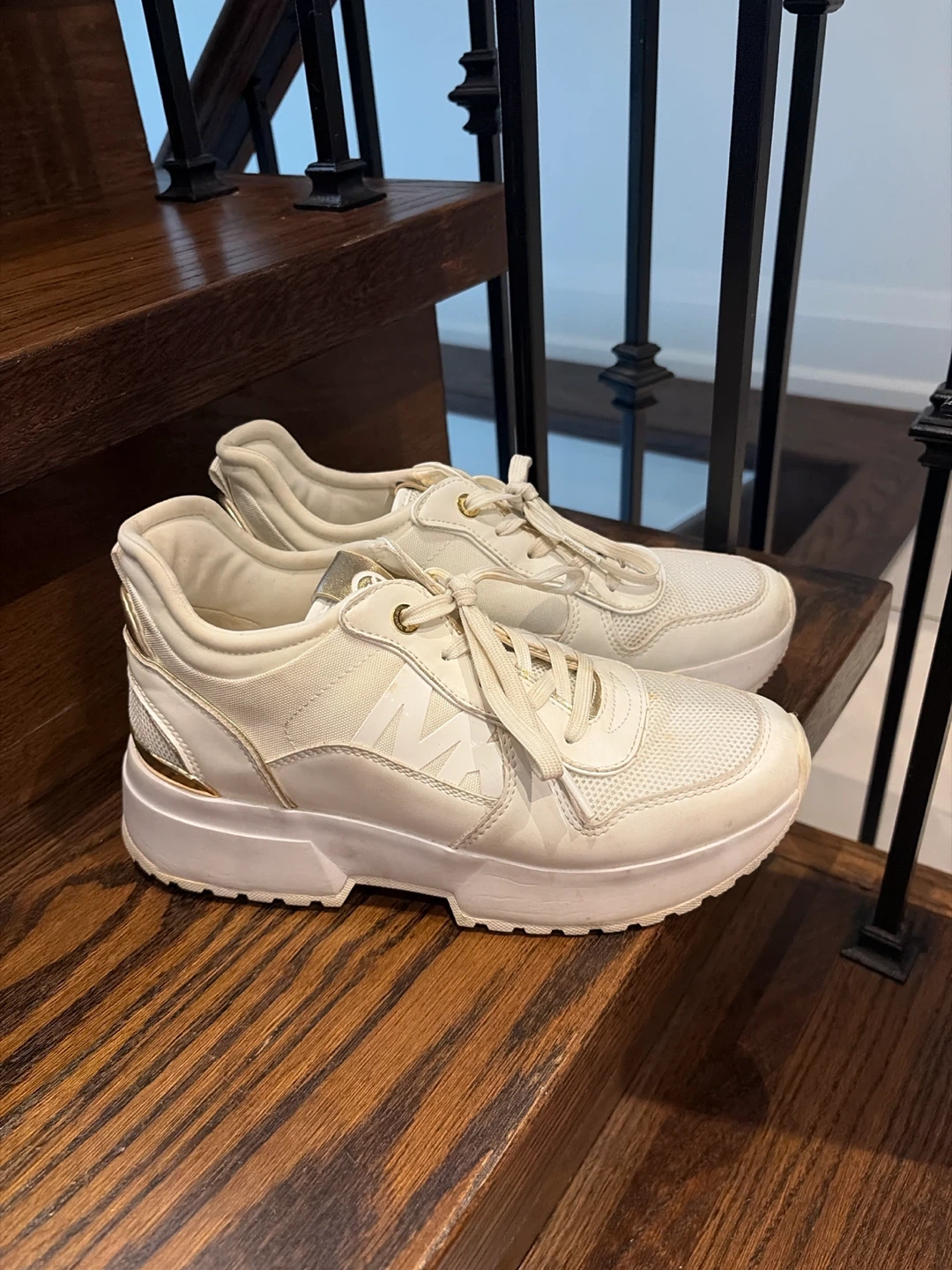Michael Kors Women's White Gold Sneakers