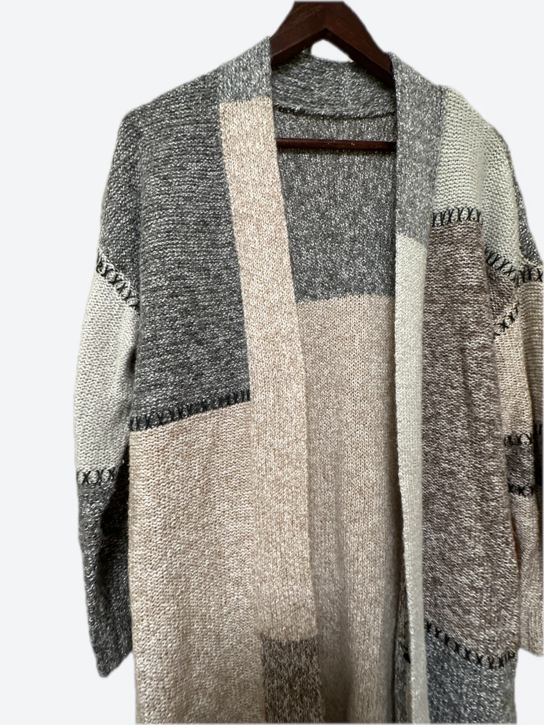 Colour-blocked Longline Cardigan M - 25% wool - photo 2