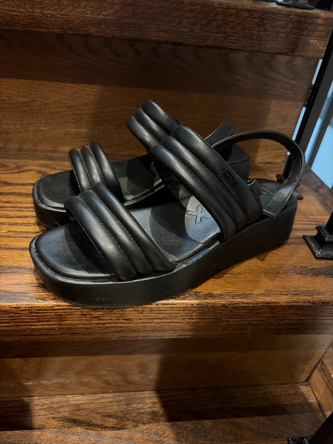Black Padded Strap Platform Sandals - photo 2