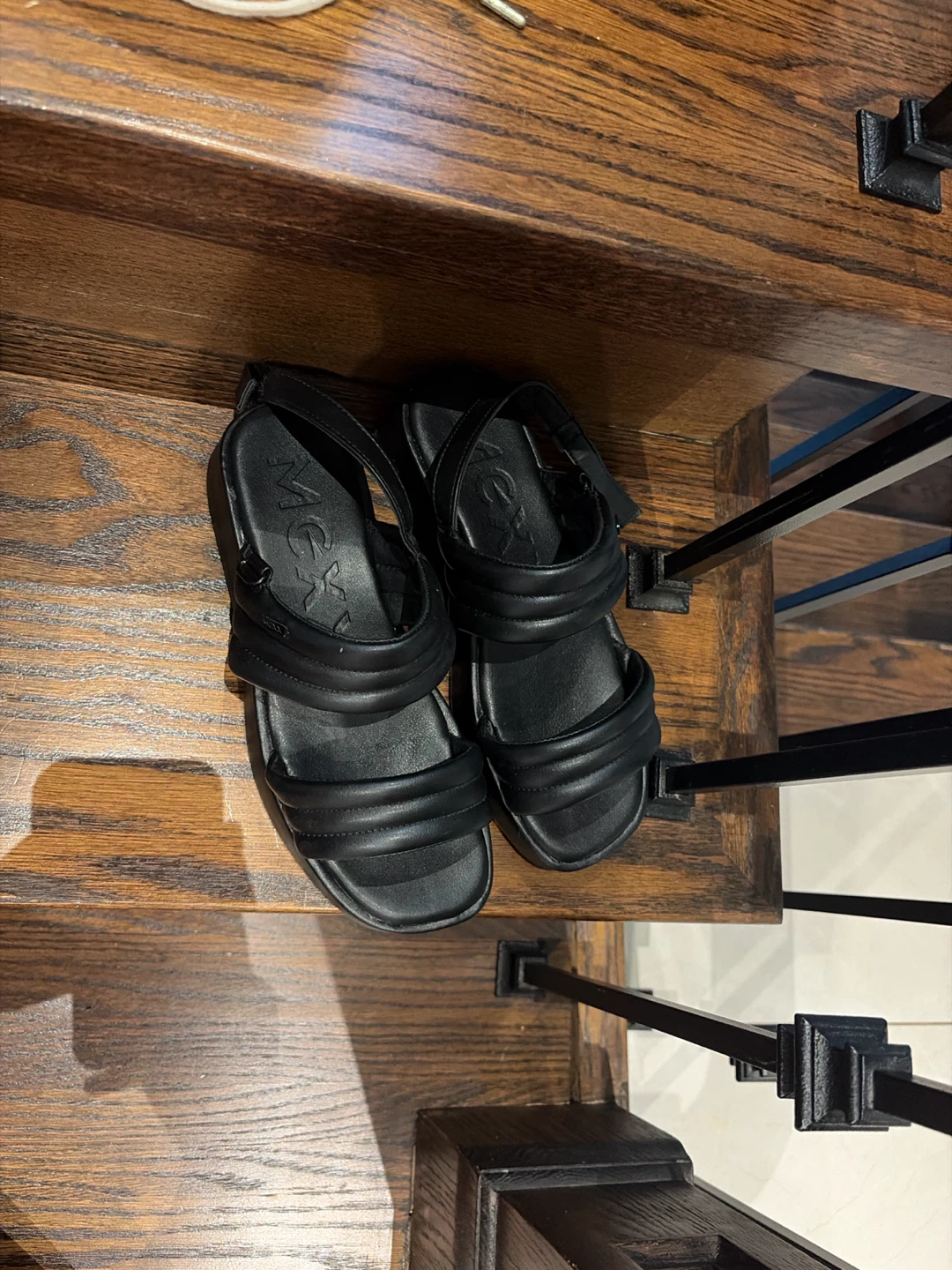 Black Padded Strap Platform Sandals - photo 4