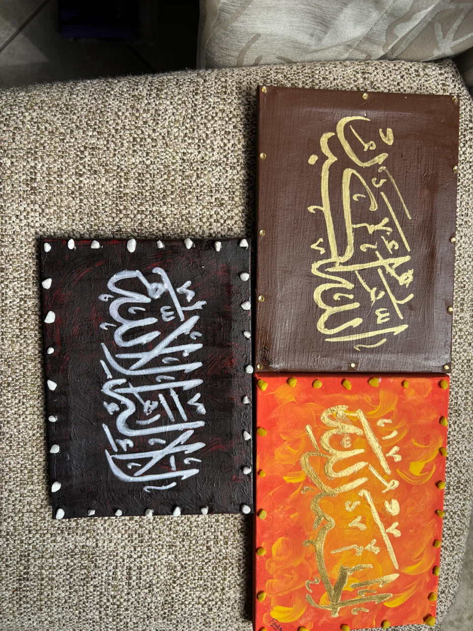 Set of 3 Islamic Calligraphy Canvas Art Pieces