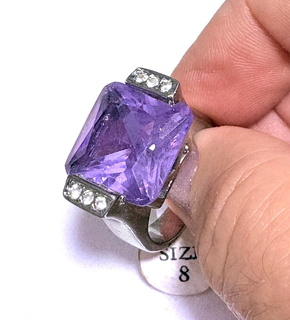 Art deco style large purple glass ring size 8 - photo 5