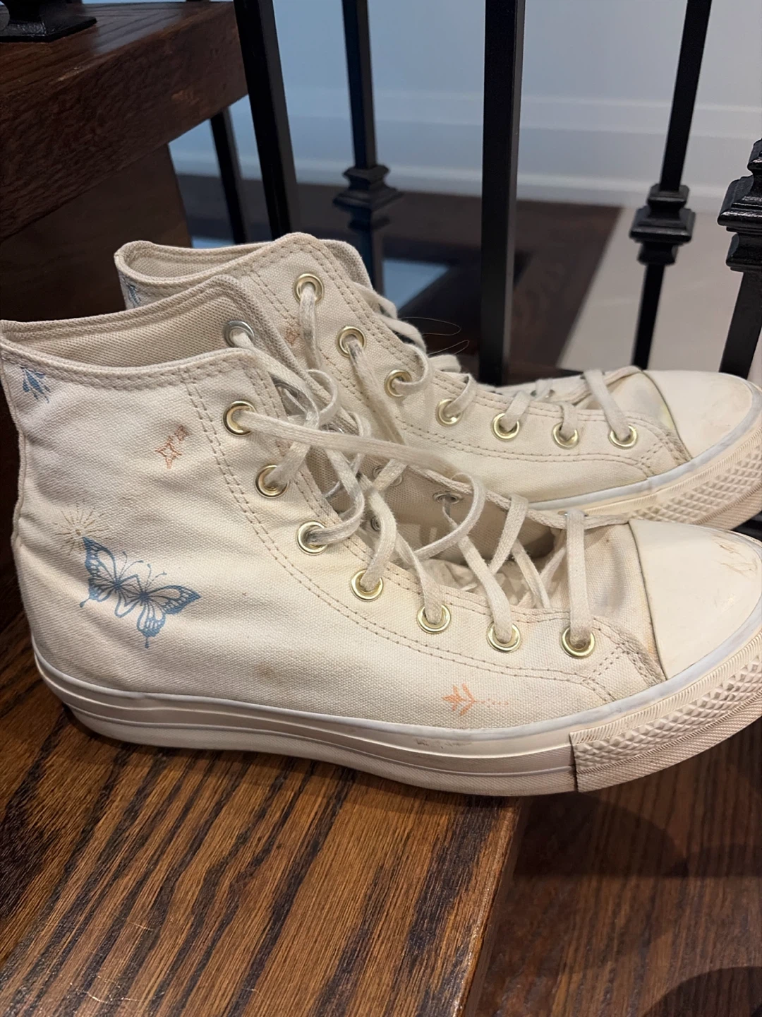 Converse All Star High Top Sneakers White Butterfly Print - photo 2
