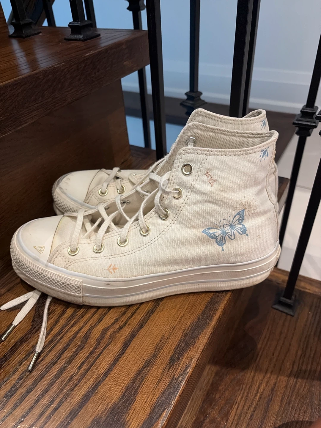 Converse All Star High Top Sneakers White Butterfly Print - photo 4