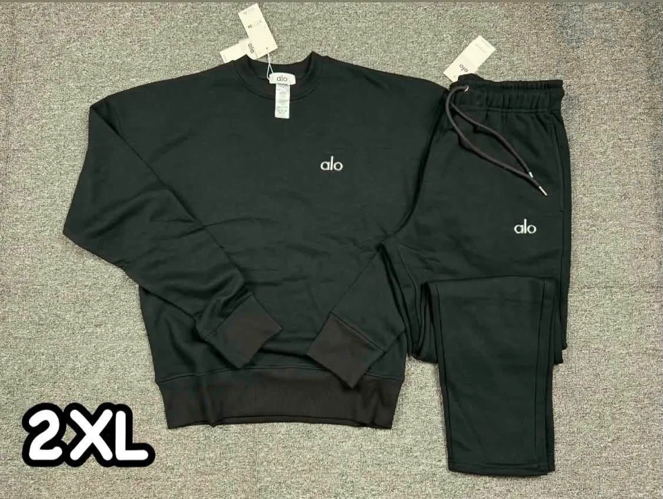 Alo Black Sweatshirt and Sweatpants Set 2XL
