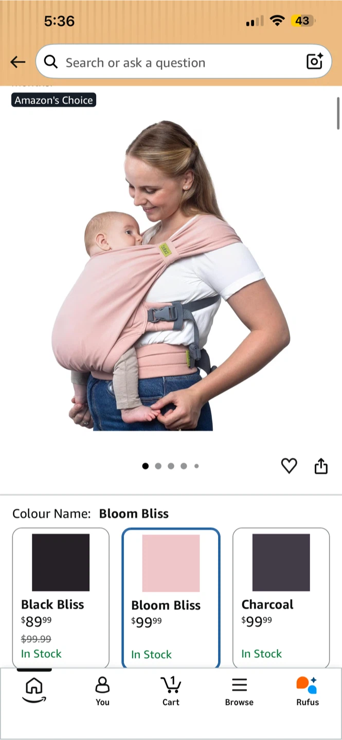 BNIB Boba Bliss Pre-Wrapped Baby Carrier - Bloom Bliss - photo 2