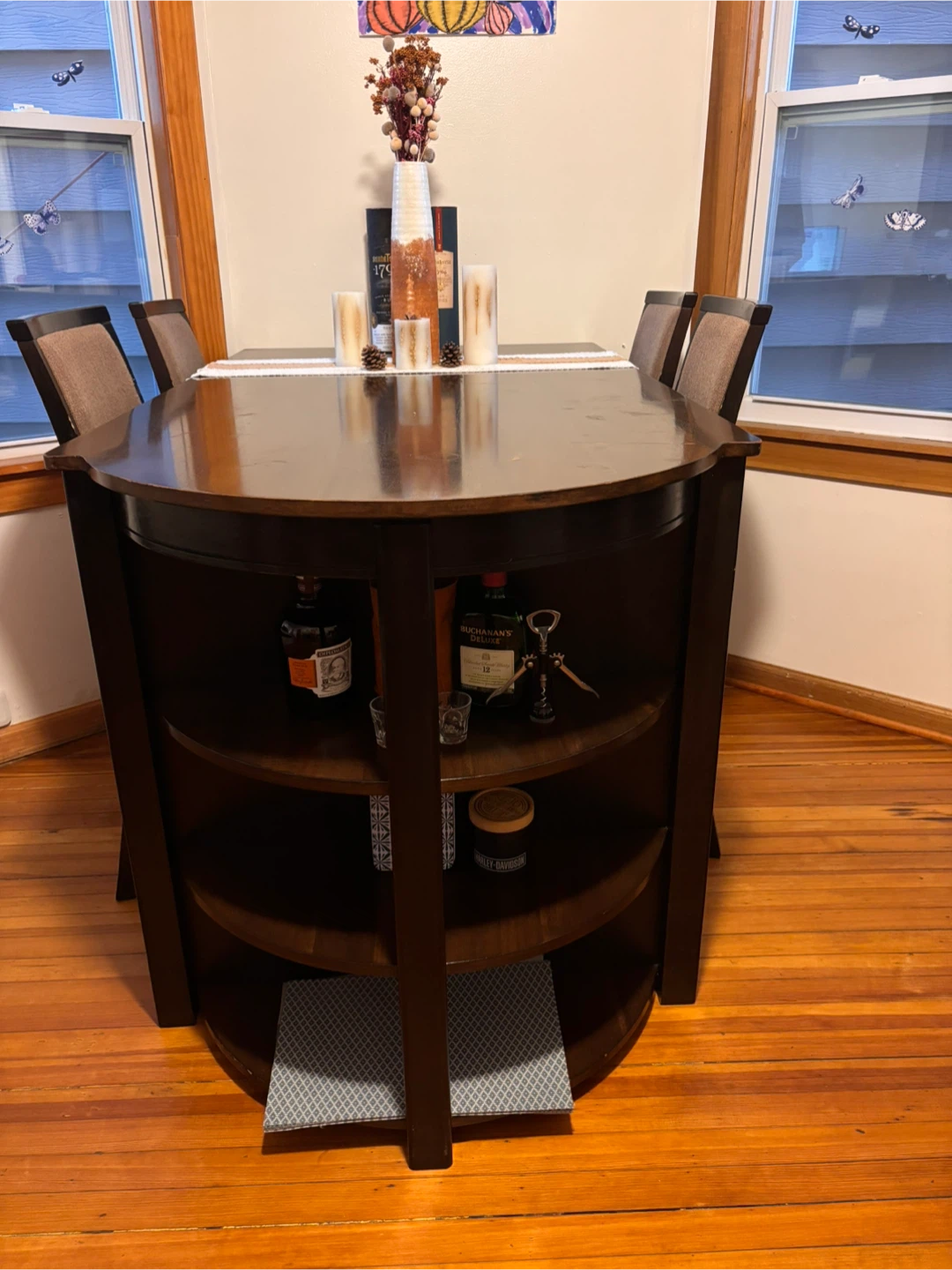 Dark Wood Dining Table with 4 Chairs - photo 2