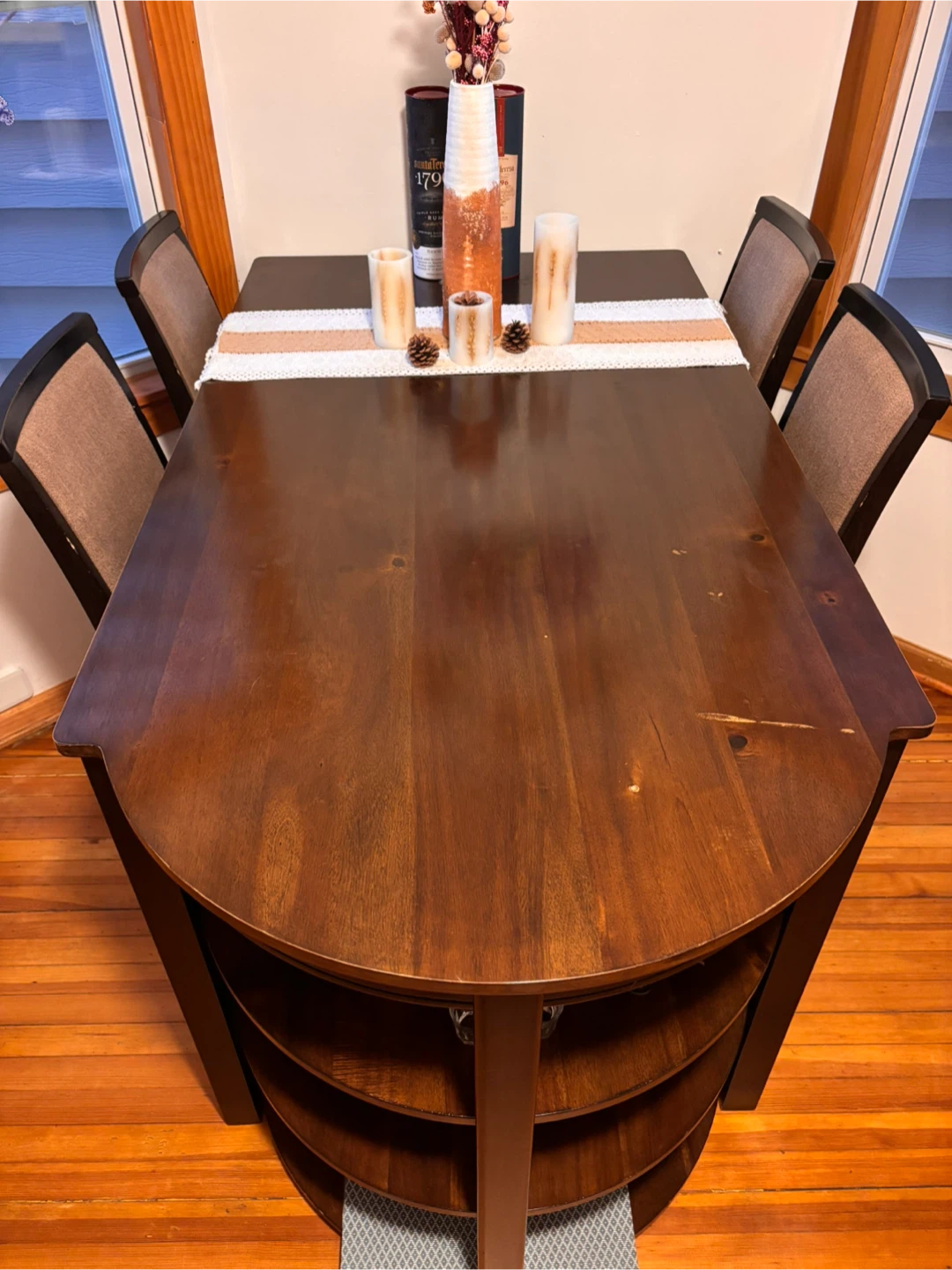 Dark Wood Dining Table with 4 Chairs - photo 3
