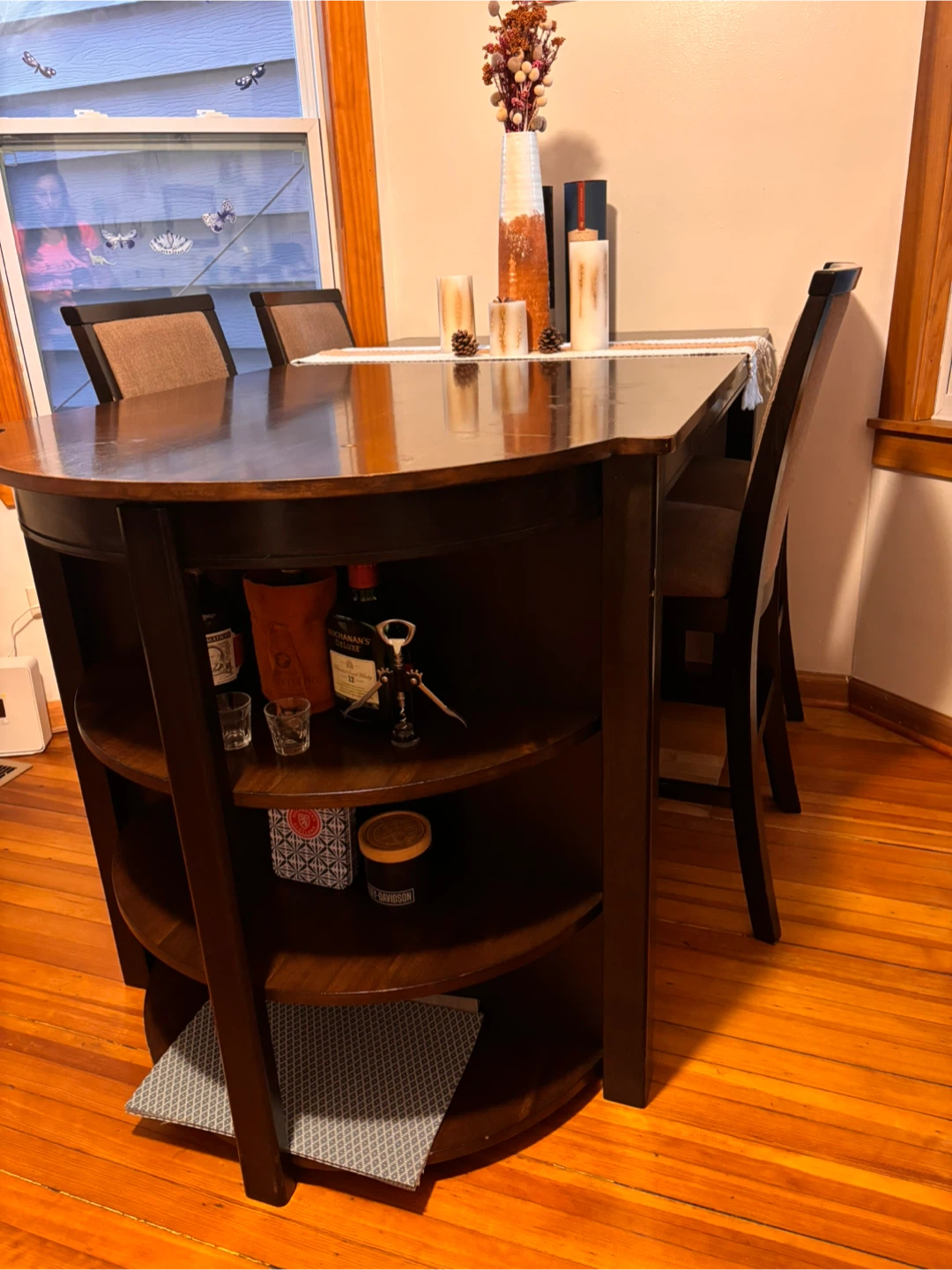 Dark Wood Dining Table with 4 Chairs - photo 4