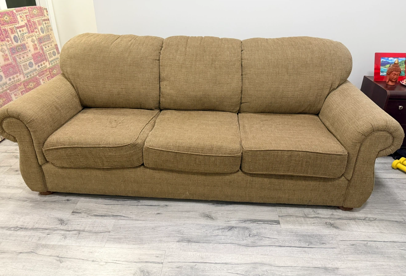 3 Seater Brown Fabric Sofa for Sale