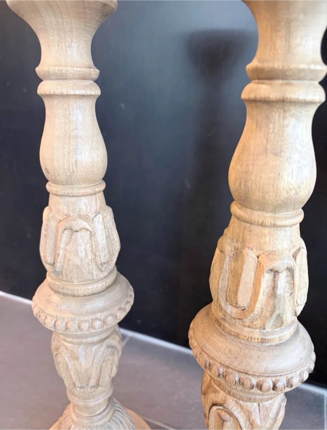 Set of 2 Carved Wooden Candle Holders - photo 3