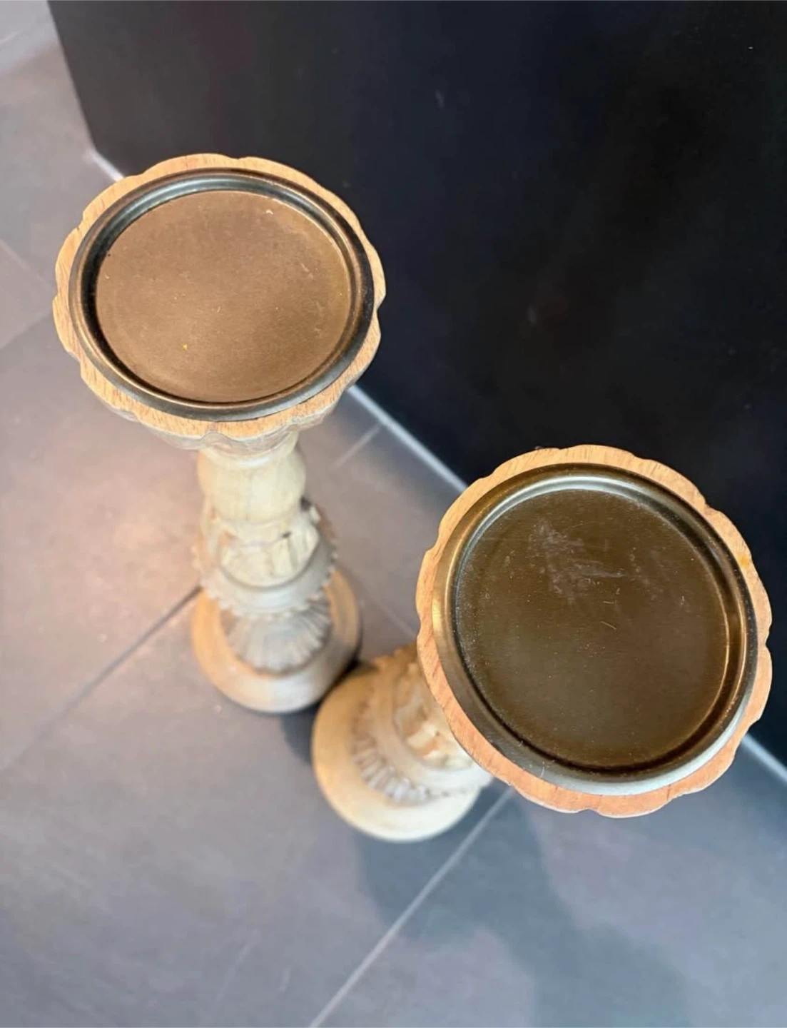 Set of 2 Carved Wooden Candle Holders - photo 5