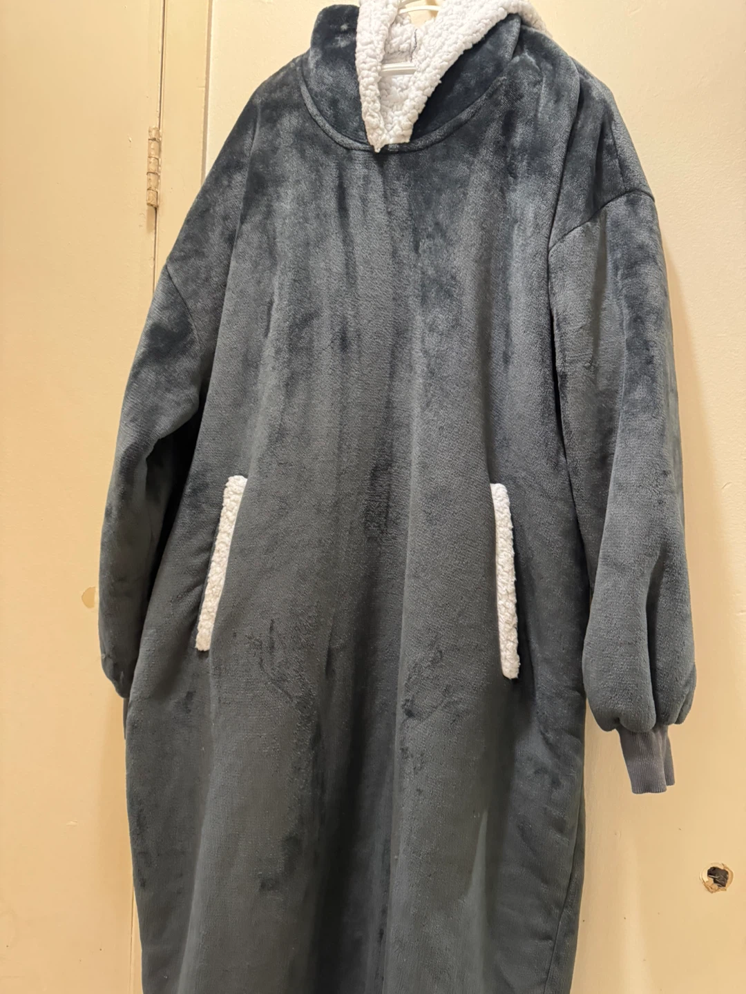 Grey Oversized Plush Hoodie Blanket