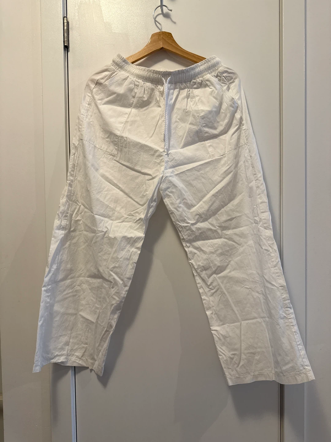 Women White Linen Blend Pants