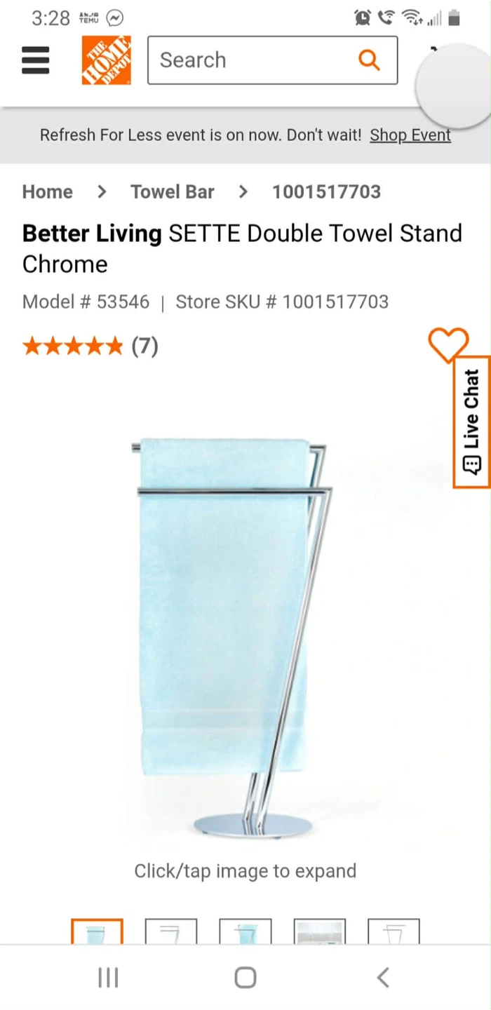 Better Living SETTE Double Towel Stand - Chrome - photo 3