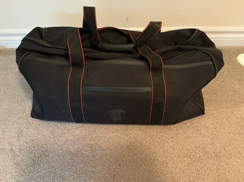 Black Duffle Bag with Red Trim