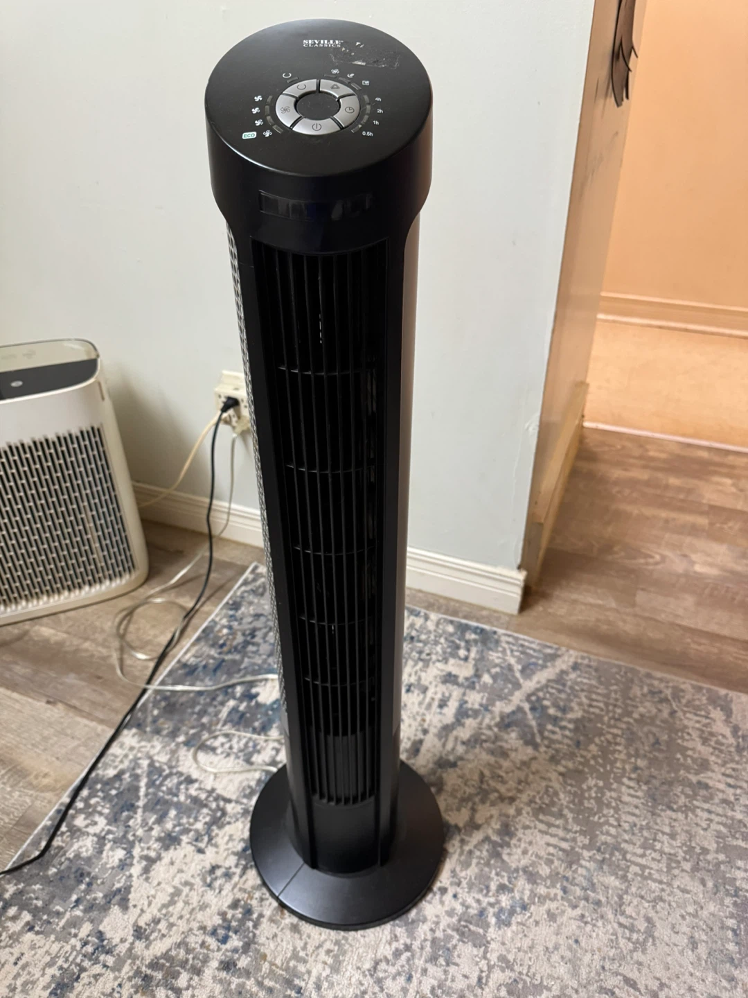 Seville Classics Black Oscillating Tower Fan