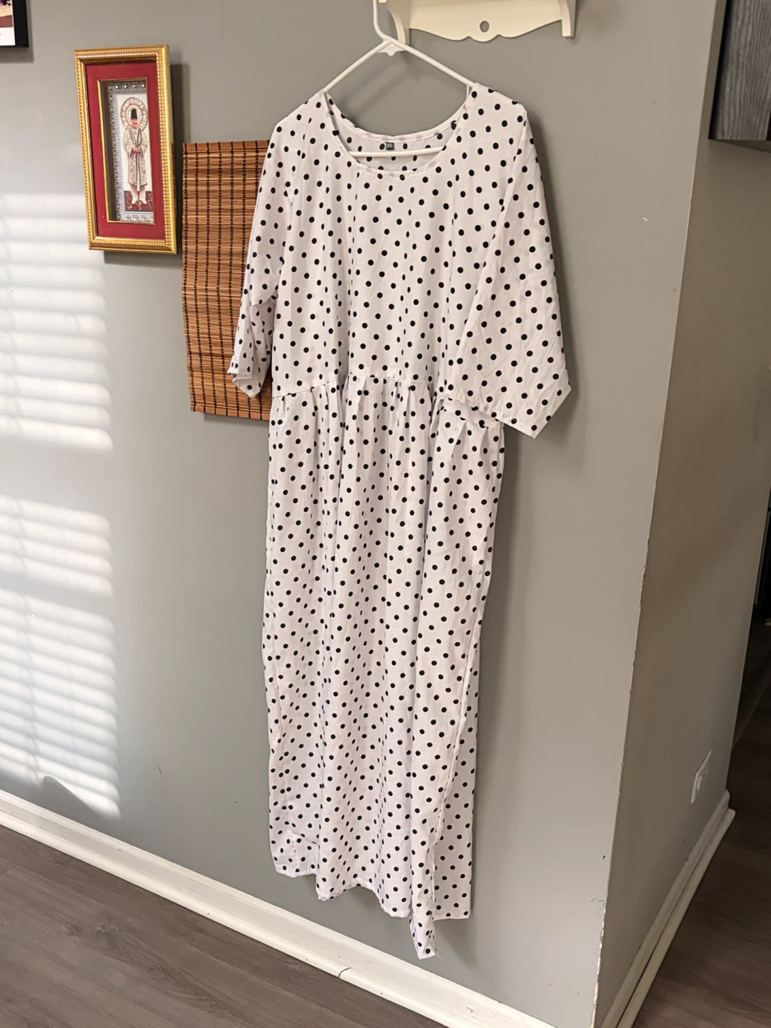 White and Black 5XL Polka Dot Maxi Dress