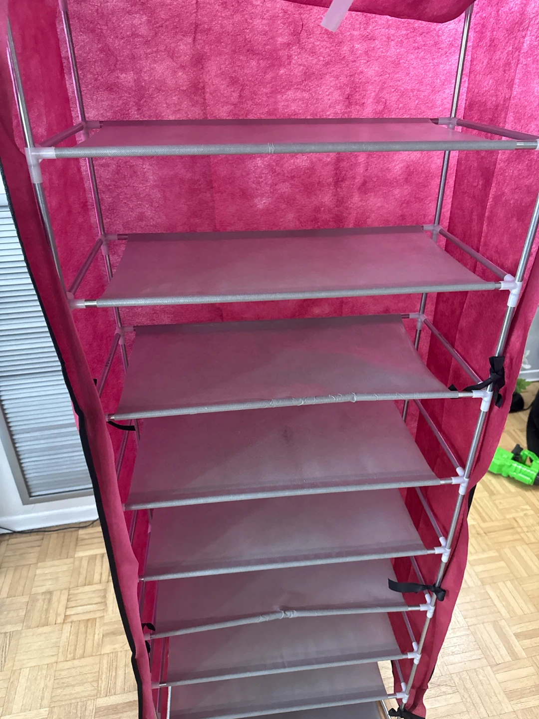 9 tier fabric shoe rack organizer in magenta - photo 2