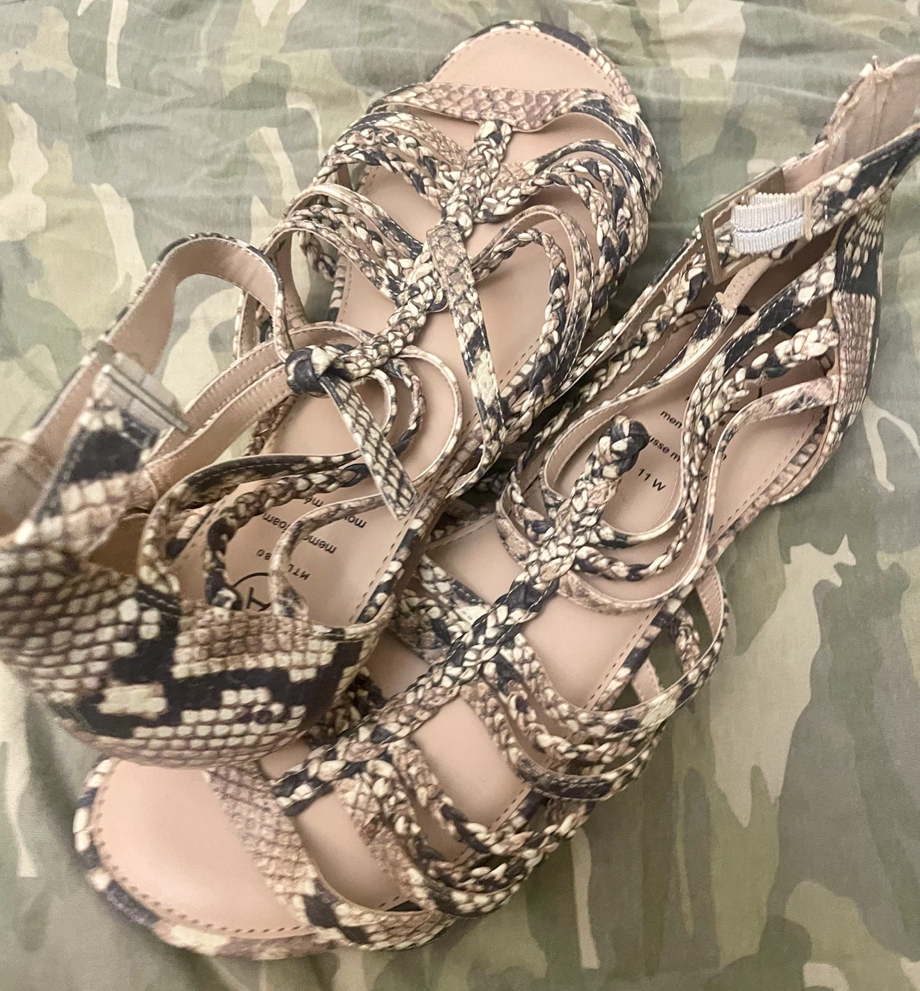 H&M Black Slides & Faux Snake Gladiator Sandals