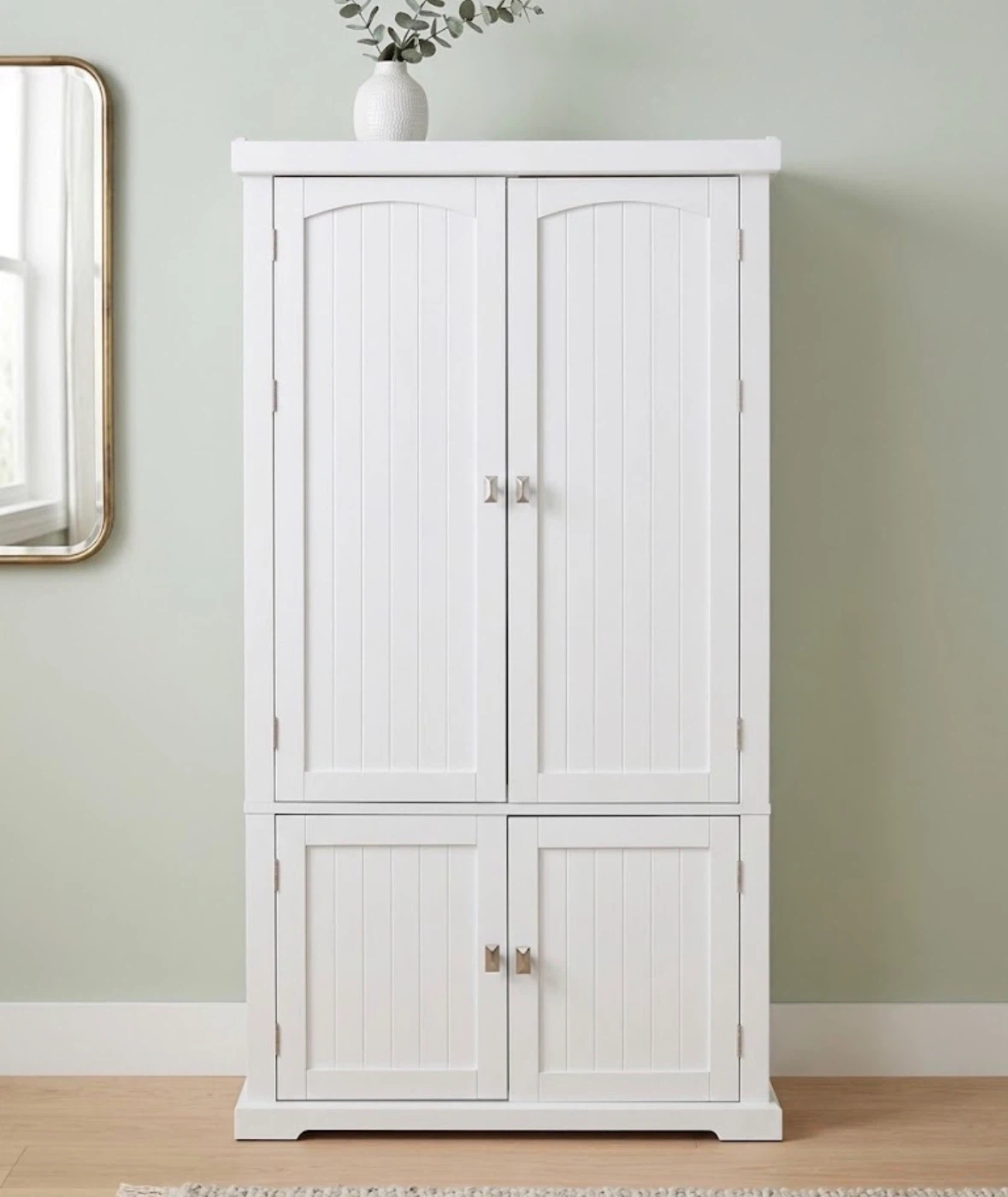 White Storage Cabinet with Double Doors