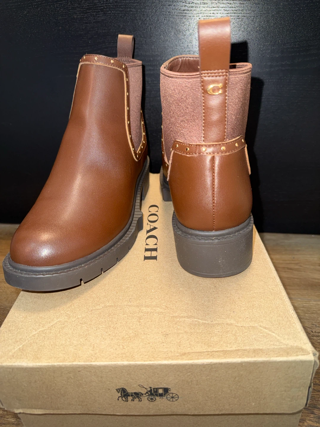 Brown Studded ankle length Chelsea Boots