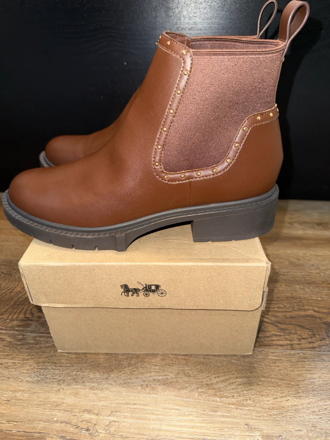 Brown Studded ankle length Chelsea Boots - photo 2
