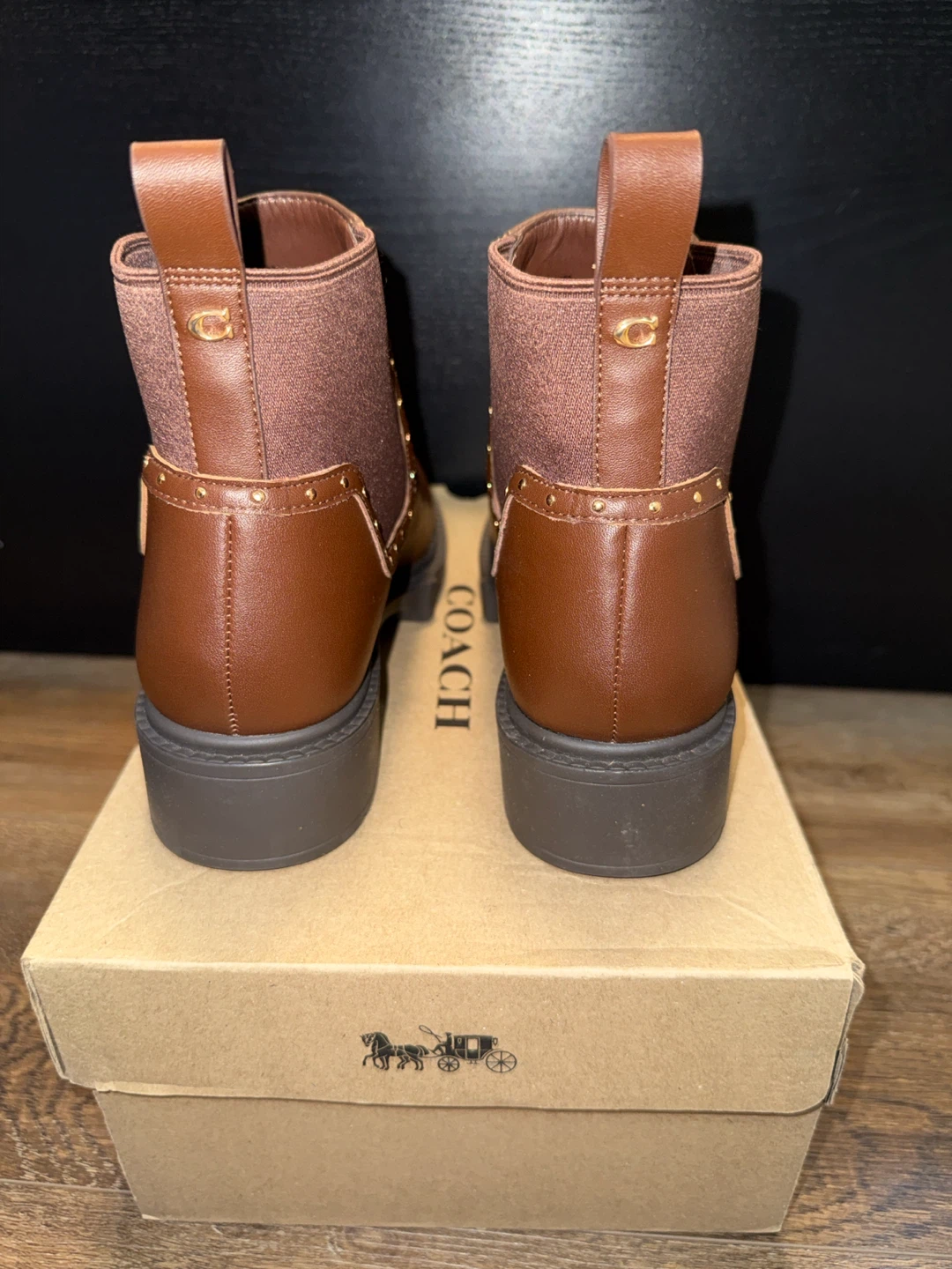 Brown Studded ankle length Chelsea Boots - photo 4
