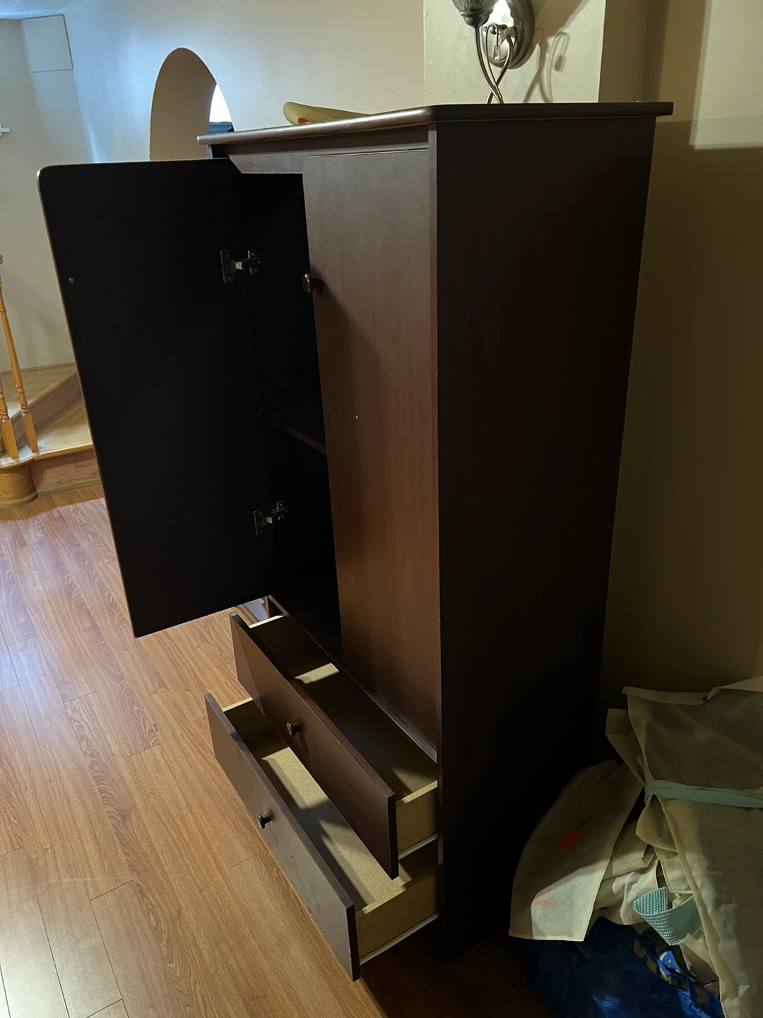 Dark Wood Armoire with Drawers - photo 4