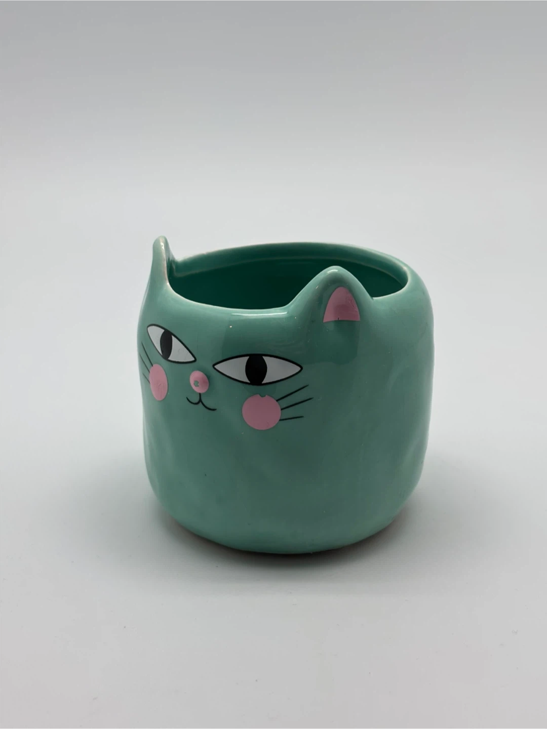 Ceramic cat miniature plant pot