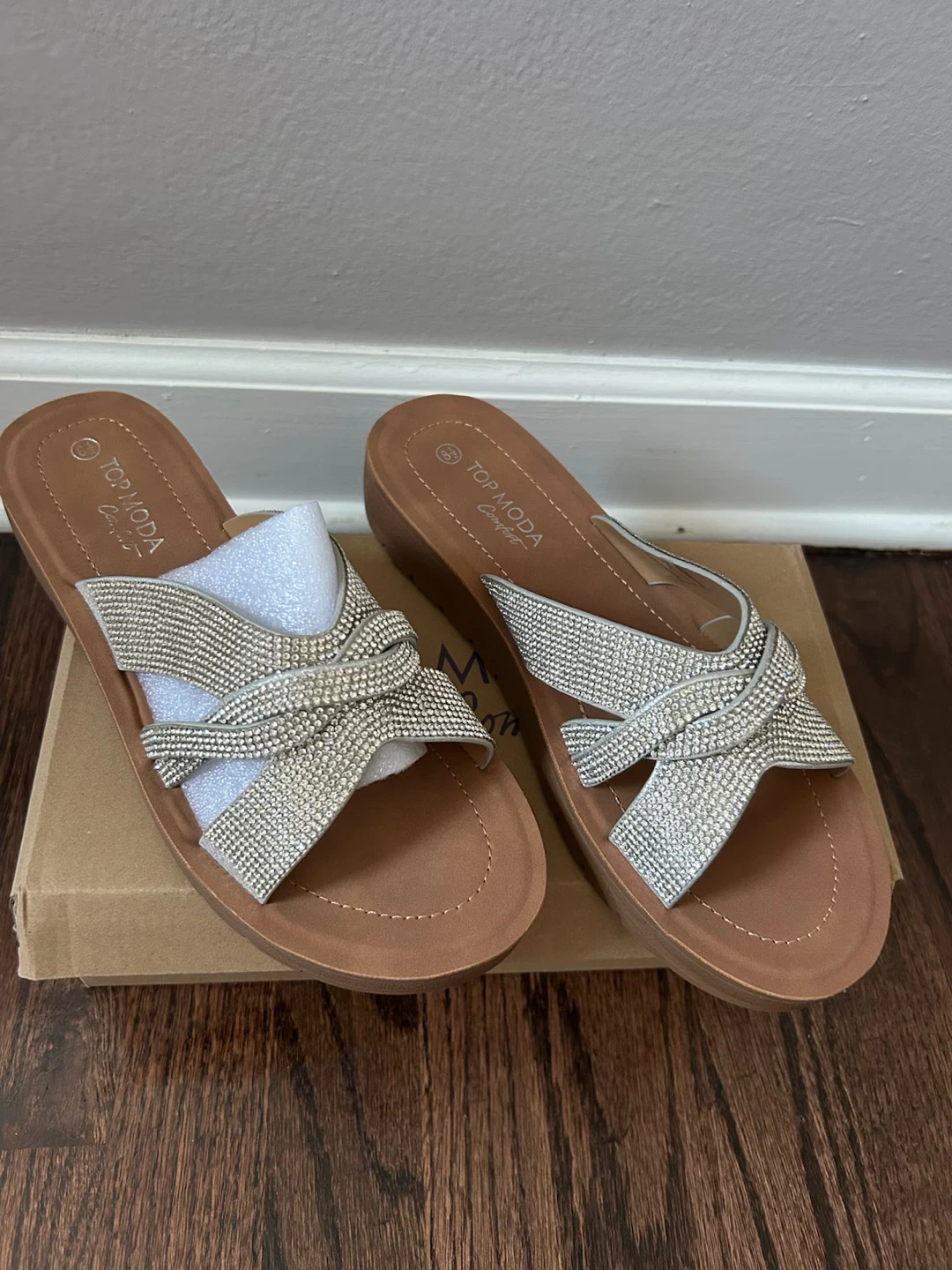 Top Moda Crystal Slide Sandals