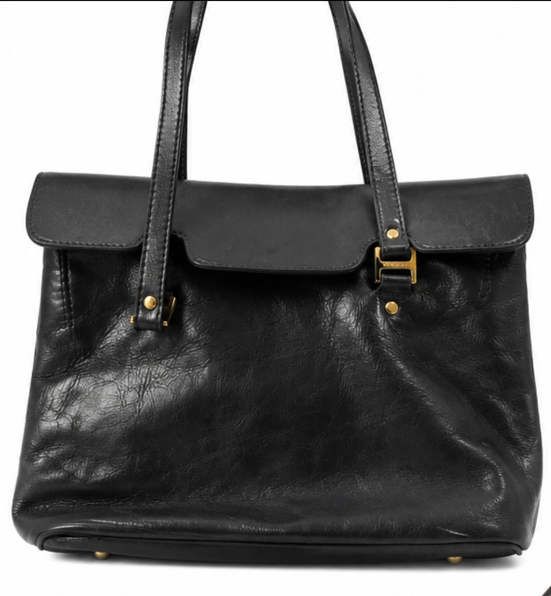 Valentina Black Genuine Leather Tote Bag Made in Italy
