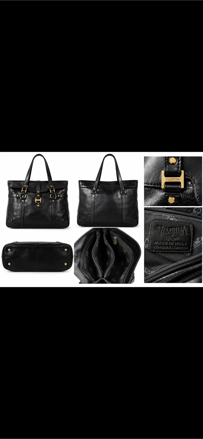 Valentina Black Genuine Leather Tote Bag Made in Italy - photo 2